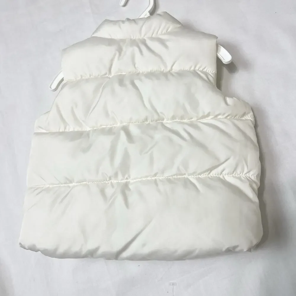 Old Navy‎ Girl's Water-Resistant Quilted Puffer Vest White Cream Size 3-6months